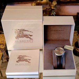 Burberry 'New Classic' Check Stamped Leather Strap